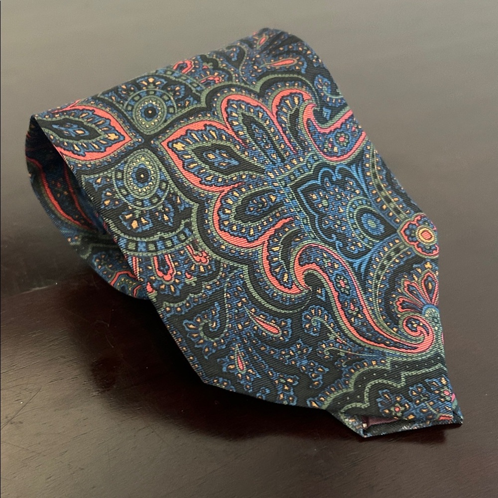 Vintage Polo Ralph Lauren Gentlemenβs Tie Paisley π―% Silk Multicolor Made in USA